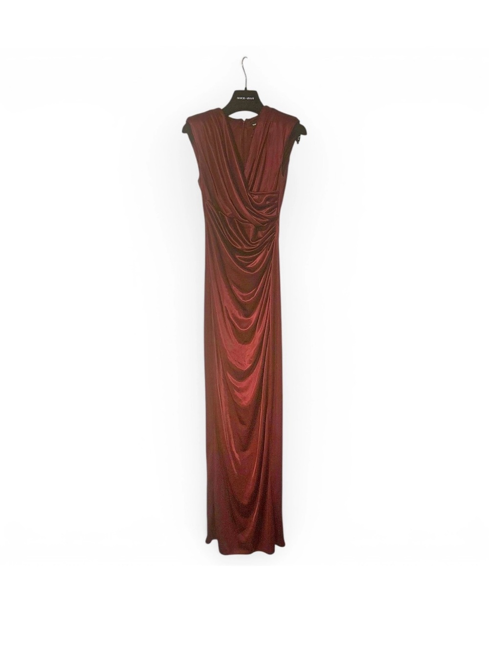 Giorgio Armani Draped Burgundy Maxi Gown